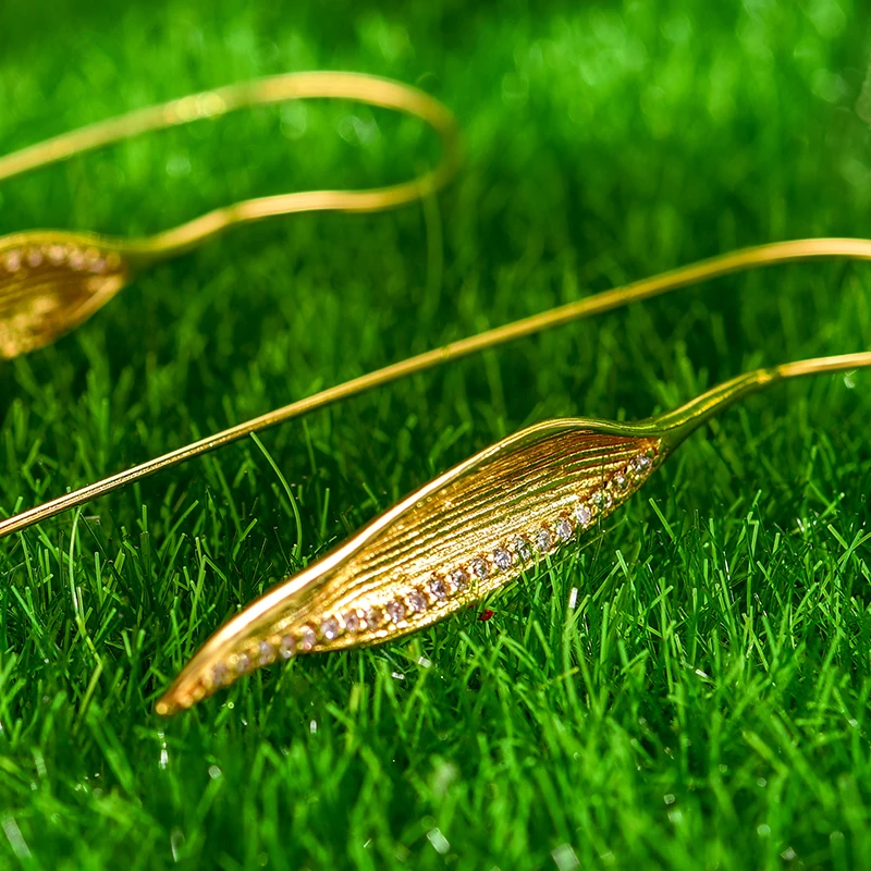 Lotus Fun Moment Real 925 Sterling Silver Designer Original Fine Jewelry Morning Dew on Bamboo Leaf Dangle Earrings for Women | Украшения и