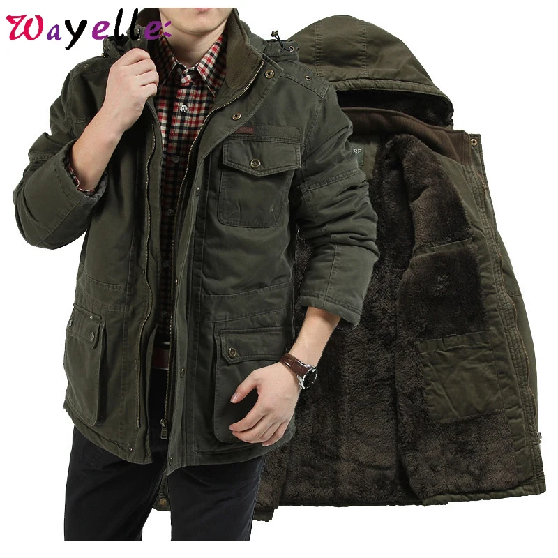 Мужская зимняя куртка толстая Вельветовая теплая парка пальто для мужчин