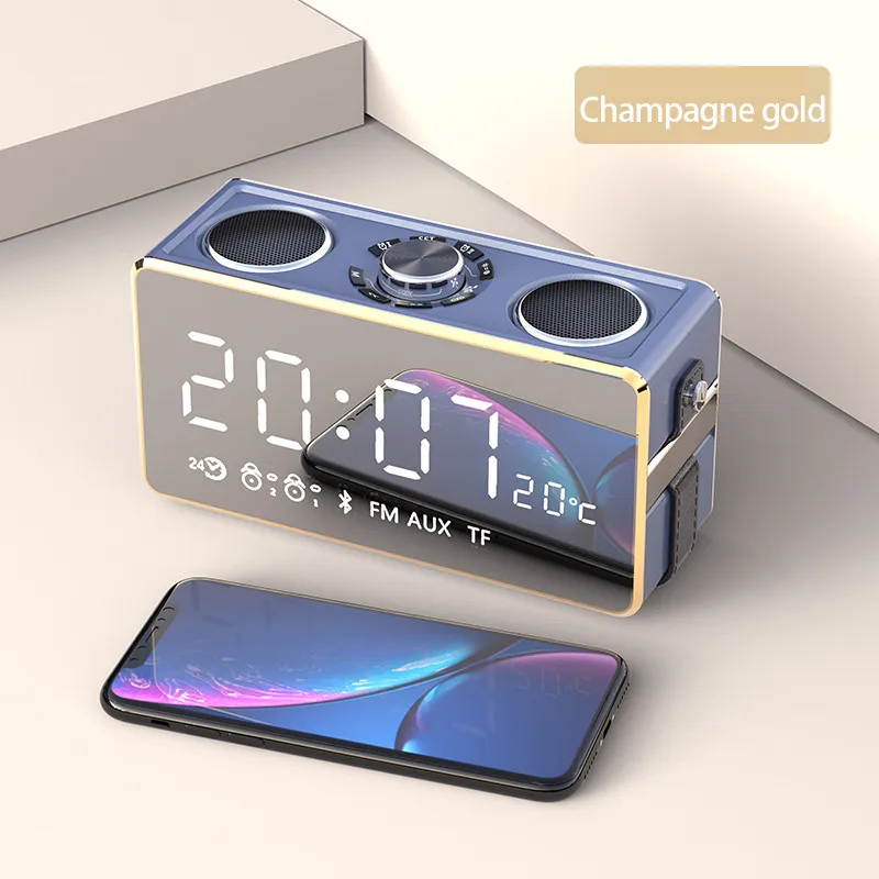 S18B Беспроводной Bluetooth динамик открытый 25 Вт сабвуфер зеркало двойной будильник домашний стол 3D объемный динамик s поддержка TF AUX - Цвет: S18B