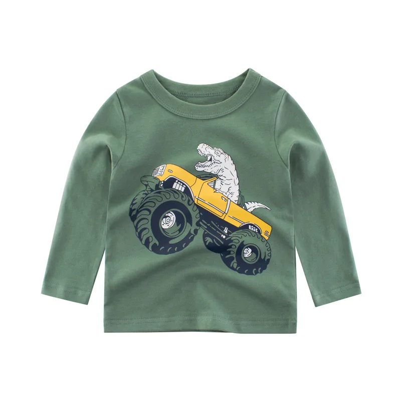 

Spring And Fall Kids New Clothing Print Girls Boys Cotton Children Dinosaur Baby Toddler Tops Cartoon Full Long Sleeves Clothes