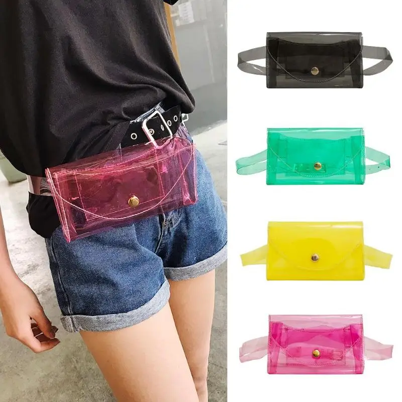

Clear Fashion Belt Fanny Packs Female Summer PVC Waist Bags Women Girls Solid Color Transparent Jelly Waist Pack Chest Bags