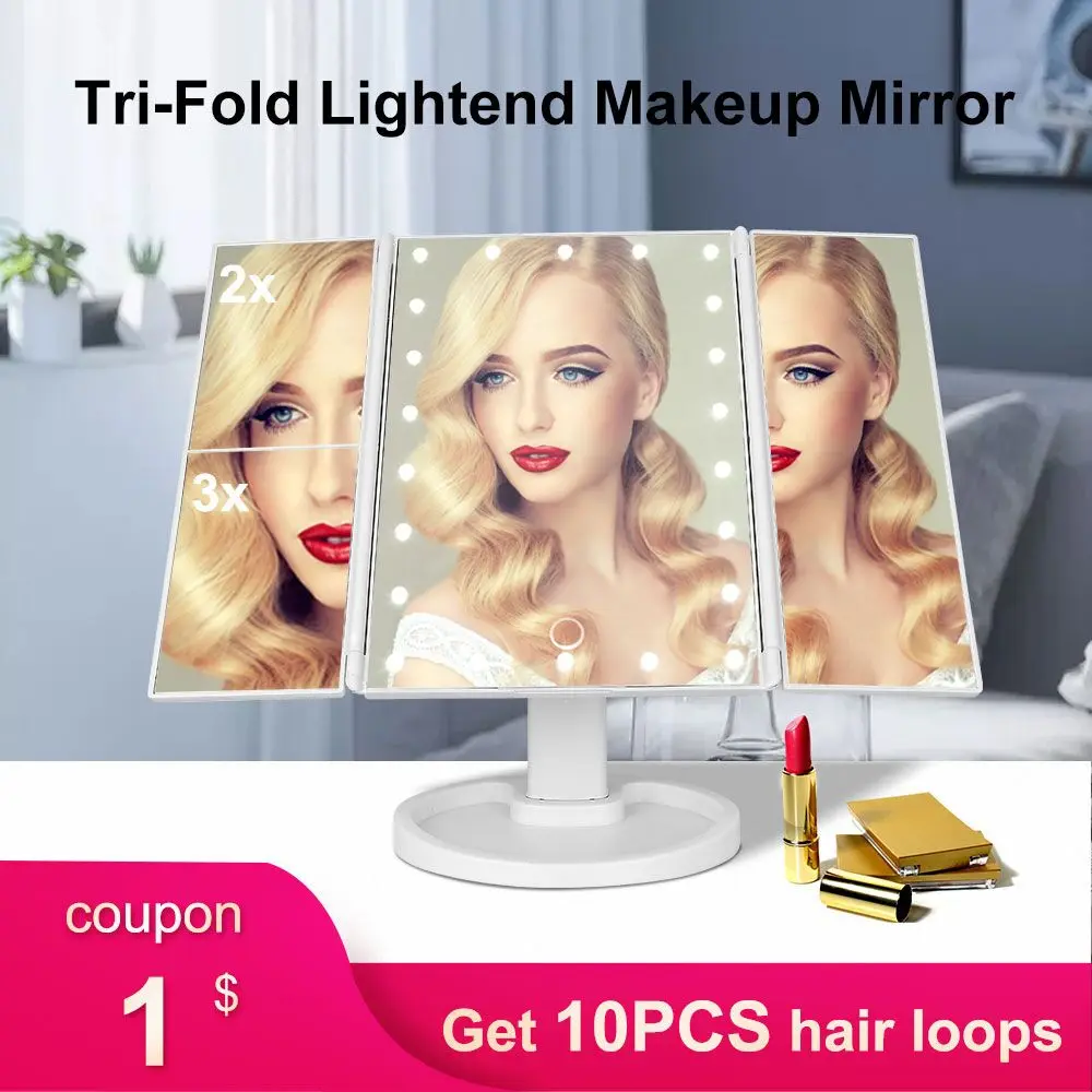 

Portable Illuminated Makeup Mirror Amplified Illuminated Makeup Mirror Touch Control Makeup Accessories Beauty