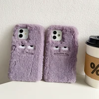 fashion winter warm soft fluffy plush cartoon phone case for iphone 13 12 11 pro max lovely fluffy furry back cover warm cases