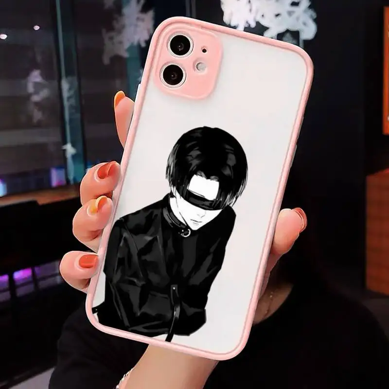 

Attack on titan Phone Case For iPhone 12 11 Mini Pro XR XS Max 7 8 Plus X Matte transparent Pink Back Cover