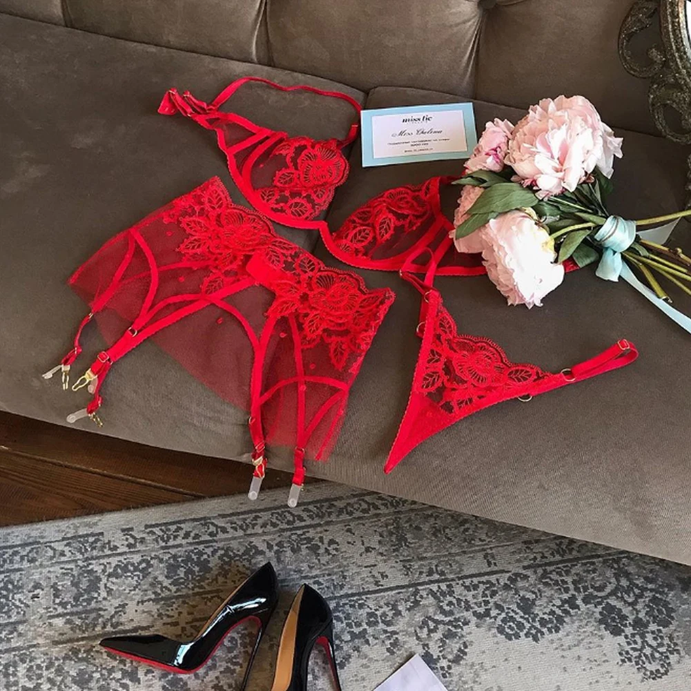 Meihuida, комплект из 3 предметов, женское сексуальное нижнее белье, Babydoll, эротическое сексуальное прозрачное кружевное белье, бюстгальтер с высокой талией, подвязки, пояс, стринги, костюмы