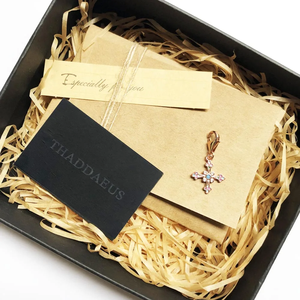 

Victorian Cross Charm Pendants For Women Richly-Embellished 925 Sterling Silver Regal Colours Jewelry Fit Bracelet Necklace