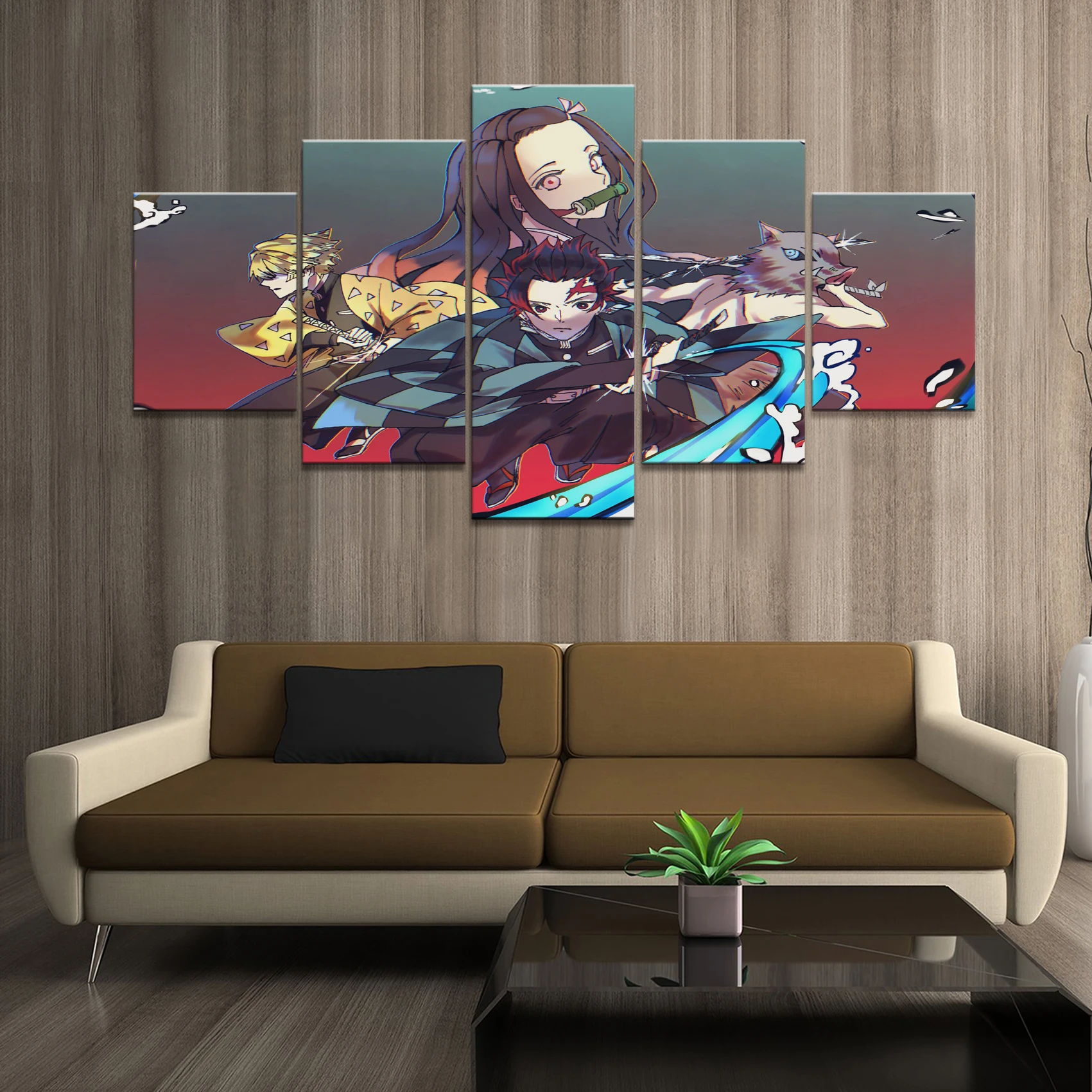 5 шт. HD аниме мальчик и девочка Настенная картина рассекающий демонов киметсу No
