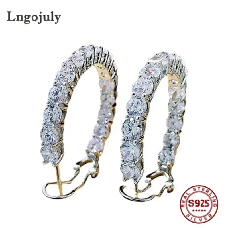 

Pure 100% 925 Sterling Silver Drop Earring High Carbon Diamond Women Bride Earring Sparkling Wedding Party Jewelry Gifts