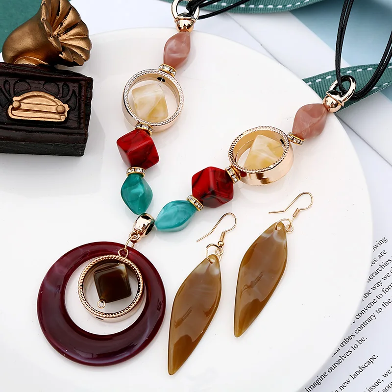 Женские Геометрические сережки подвески набор из акриловой смолы большие