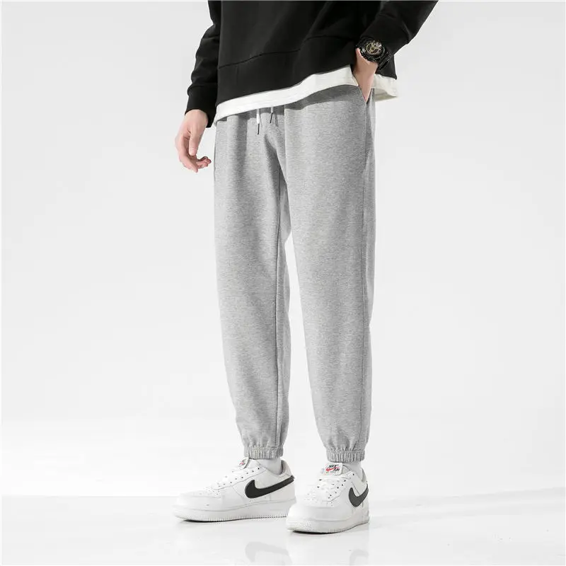 

Sportswear men's legged casual cotton pants men's spring and autumn wide leg pants knitted loose basketball training pants