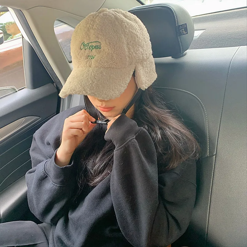 

Winter Women Parent-Child Baseball Caps Female Hats Casual Style Lambswool Plush Warm Outdoor Play Ear Protection Gorras