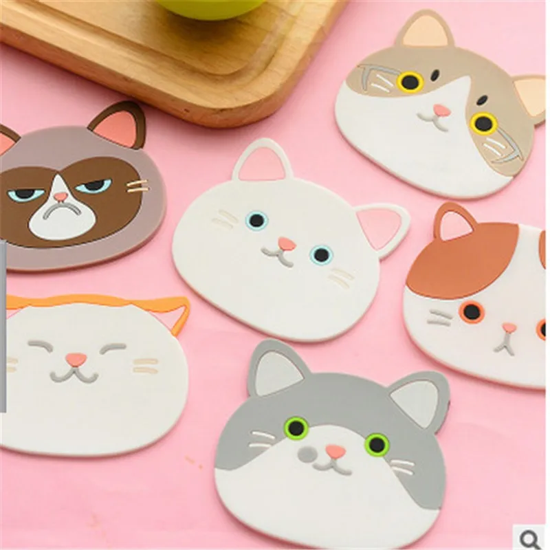 Силиконовый коврик в форме кошки для чая подставка чашки кружки кофе подставки