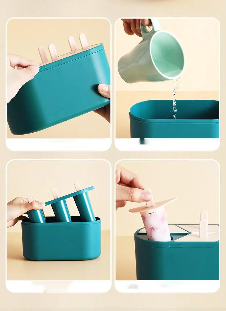 

DIY Ice Cream Tools Reusable Handmade Popsicle Maker Kitchen Ice Cube Molds 6 Cell Lolly Mould Tray Bar Tools Ice Cream Maker