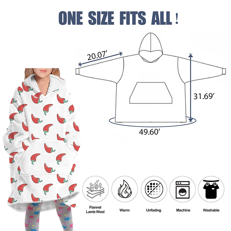 

Soft Children's Blanket Sweatshirt plaid Shaped Wearable Hoodie Nightdress Oversized Sweatshirt Winter Home Service