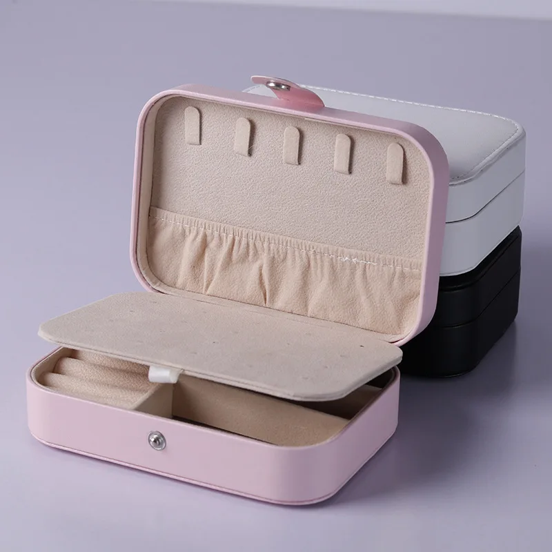 

Portable European Travel Jewelry Box Korean Earrings Ring Jewelry Box Box Plastic Flannel Jewelry Bag Necklace Storage Box