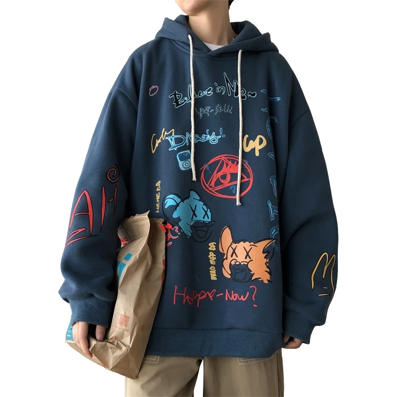 Модная толстовка с принтом граффити в стиле хип-хоп корейские толстовки большого