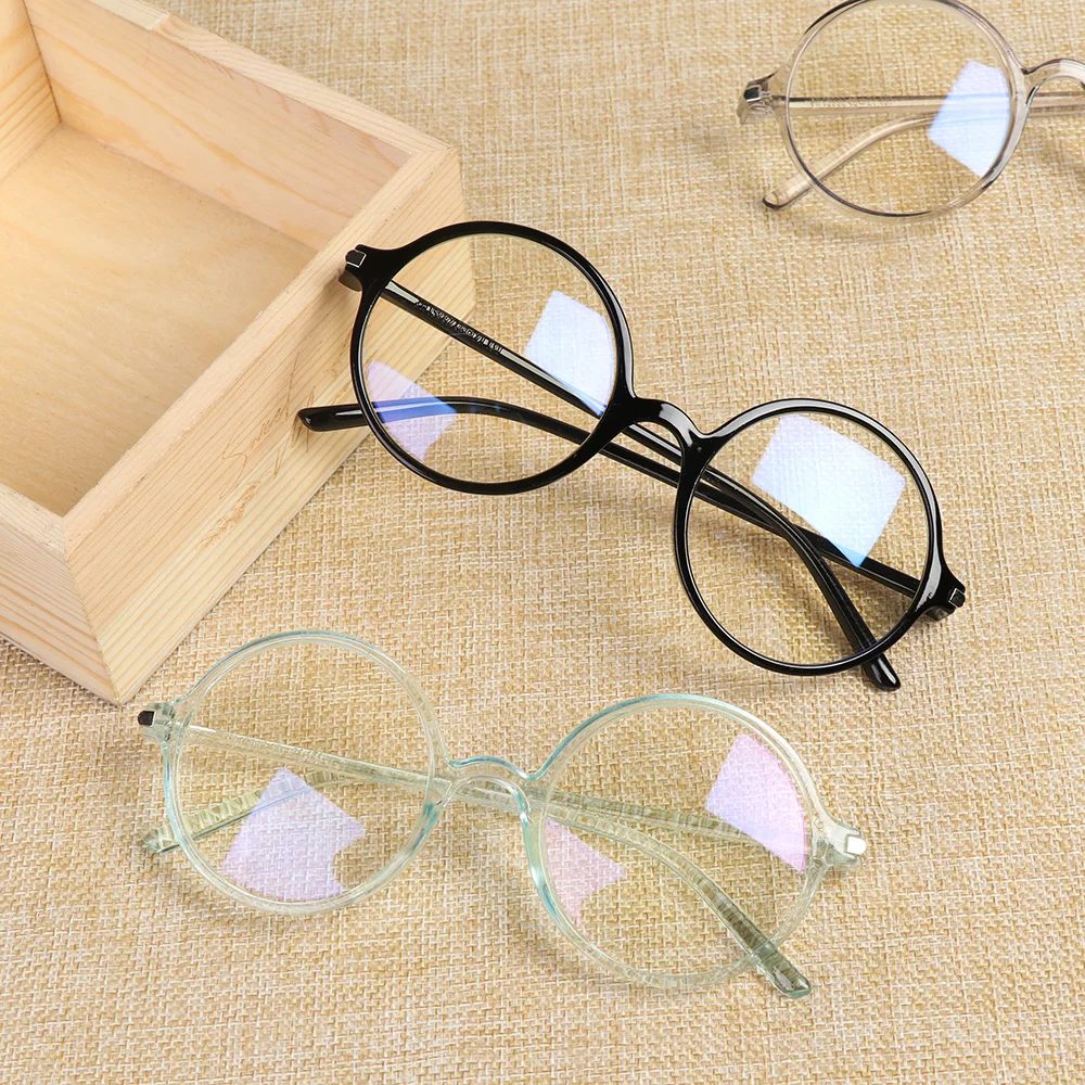 

Fashion Round Anti Blue Rays Glasses PC Spectacle Frame Ultralight Blue Film Glasses Eyewear Reduces Eye Strain Computer Goggles