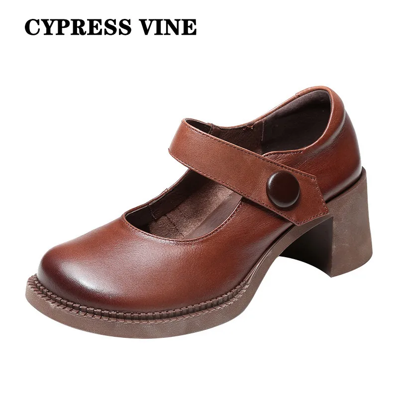 

Cypress Vine Women Shoes Mary Jane Genuine Cow Leather Round Toe Comfortable Rubber Outsole By Handmade Lady Style Size 35-41