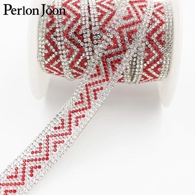 2cm breite Zwei-farbe welle strass trim strap hot fix farbe gurtband Kleidung taschen schuhe DIY dekoration zubehör TR129 – Detail 5