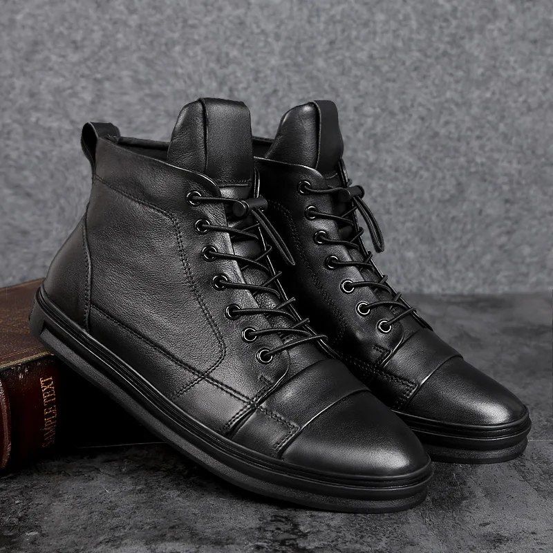 

Men's Winter Boots Autumn Winter Thickening Men Winter Boots Korean Casual Ankle Boots High Top Lace-Up sneakers Round Toe Boots