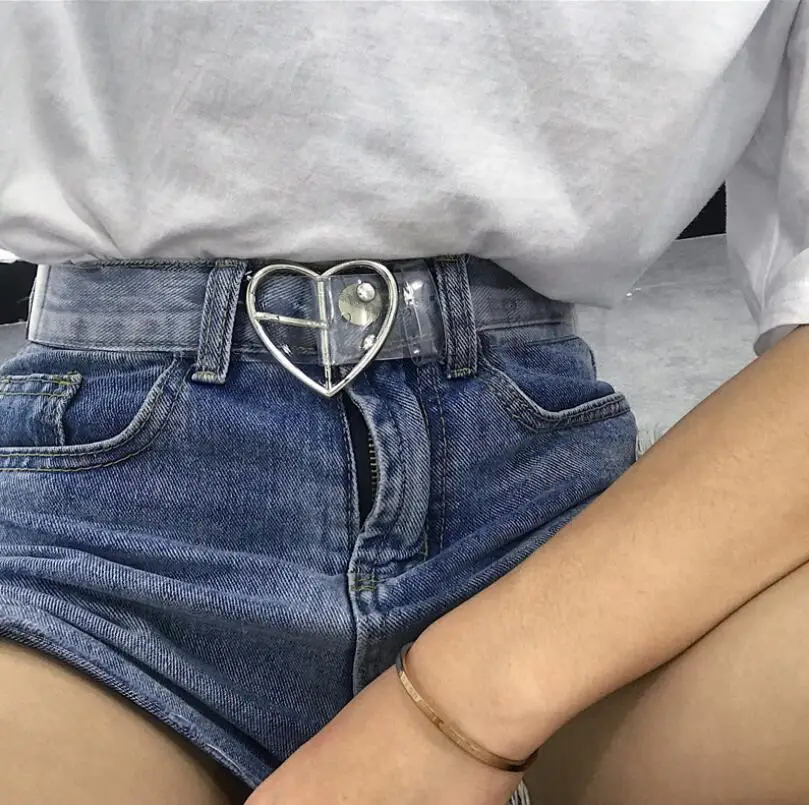 Ремень в форме сердца для женщин милый прозрачный пояс из смолы джинсов платьев