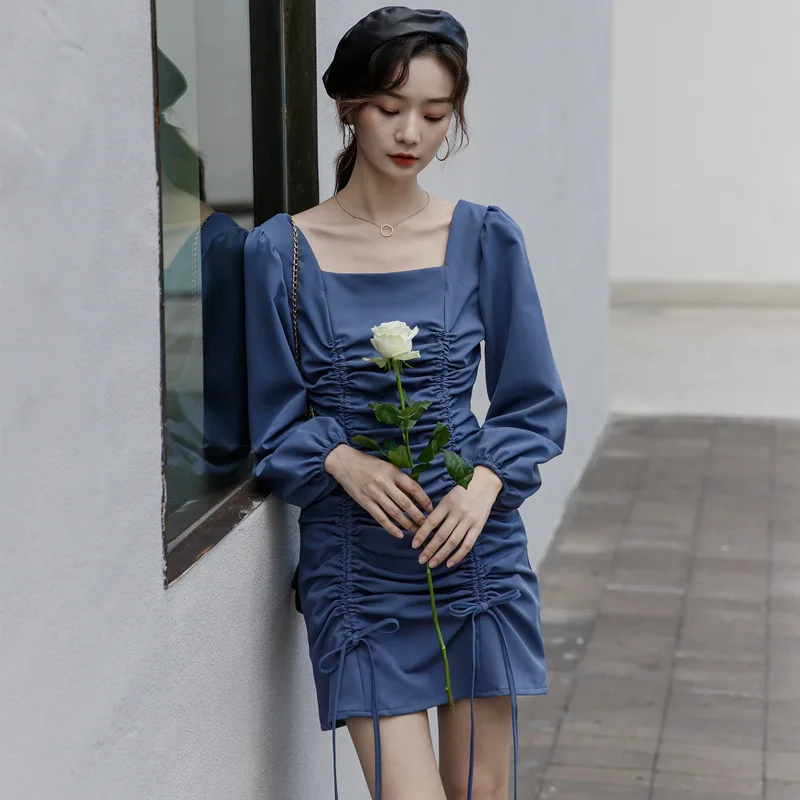 

JCHB 2021 High Quality Korean Summer Dress Woman Mini Elegant Dresses for Women Party Long Sleeve Dress Female Vestido De Mujer