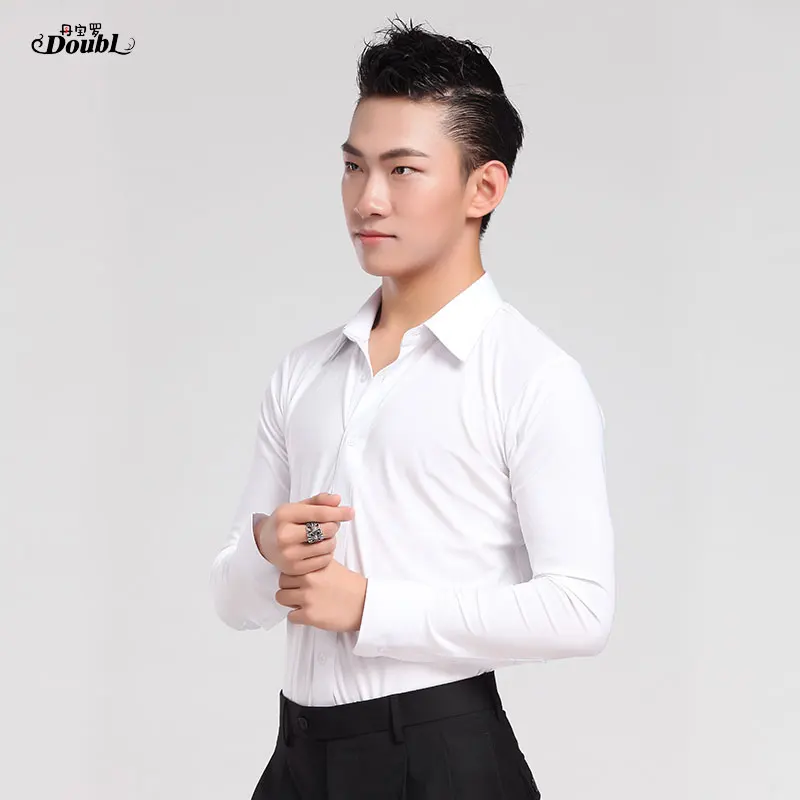 Мужская одежда для бальных танцев и латиноамериканских белая рубашка на