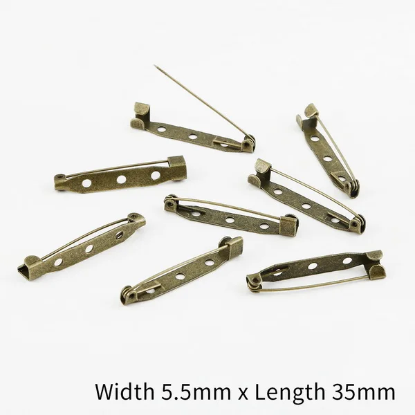 Bronze 5.5x35mm 50 шт./Партия 15 20 25 30 35 мм золото/серебро/бронзовая брошь зажим базовые булавки безопасные булавки брошь настройки базы для украшений ручной работы Изготовление ювелирных изделий - Цвет: Bronze 5.5x35mm