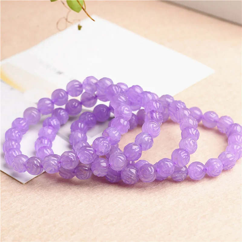 

Natural Purple Amethyst Quartz Bracelet 8mm Carved Clear Round Beads Women Men Stretch Bracelet Amethyst Lotus Carved AAAAA