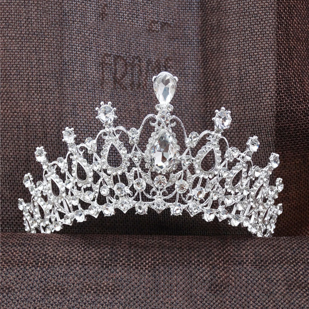 

Shiny Rhinestone Crown Women Bride Headwear Headband Tiara Wedding Jewelry