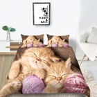 Комплект постельного белья с принтом животных, кошек и 3D принтом, 23 шт., пододеяльник с наволочкой, односпальный, полноразмерный (без простыни)