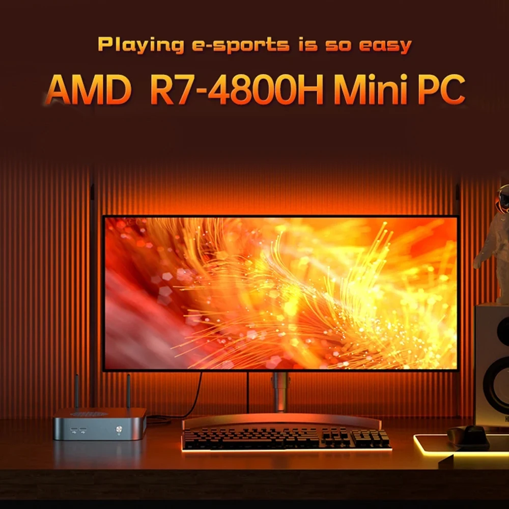 Online MN48H AMD Ryzen 7 4800H 16GB/32GB DDR4-3200 512GB/1T M.2 NVME SSD Octa Core 2,9 GHz-4,2 GHz PC Gaming Mini Computer WiFi 6 BT 5,1