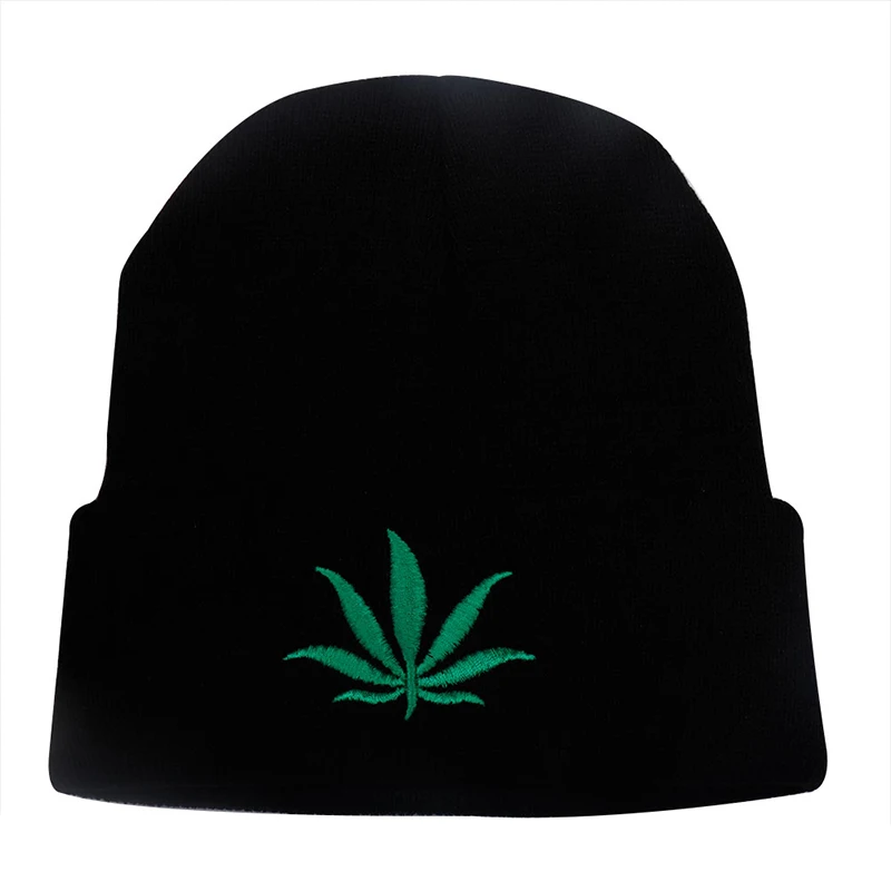 New Fashion Men Women Winter Weed Leaf Beanie Hats Warm Hip Hop Punk Knitting Winter Hat For Women Autumn Woolen Cap Skullies