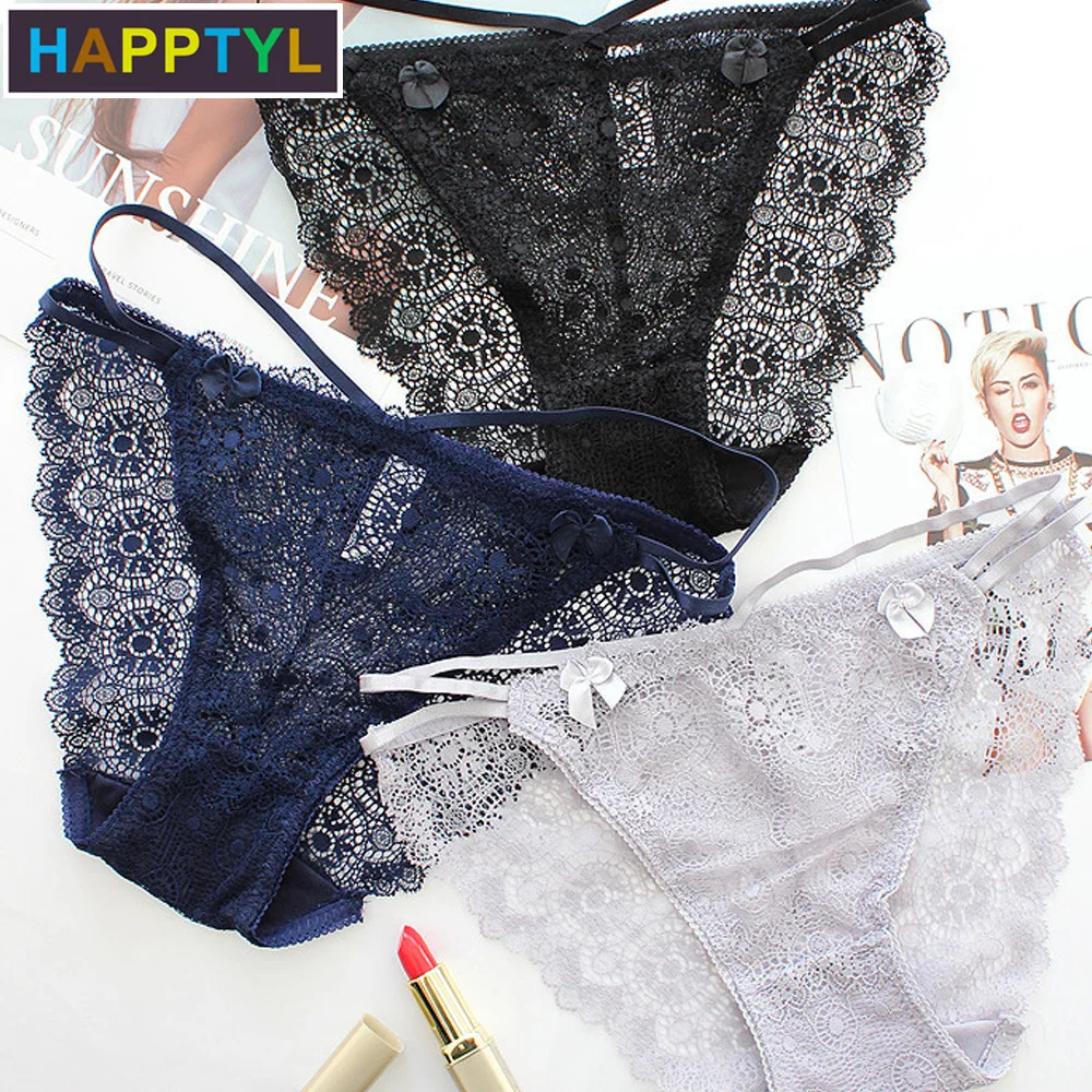 

HAPPTYL 1Pcs Cotton Women Thong Underwear Lace Trim Soft Sexy Lingerie Panties Women Bikini Panty