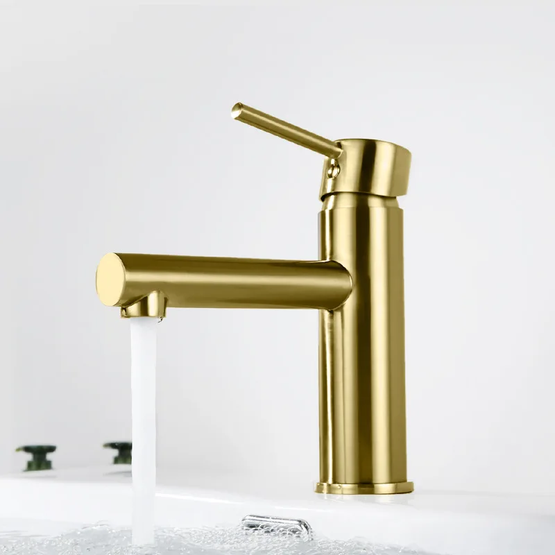 

Brushed gold brass bathroom sink faucet cold hot water basin mixer faucet copper basin tap,Good quality Fashion