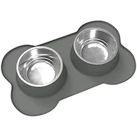 double pet bowls dog food plate stainless steel water feeder pet drinking dish feeder cat puppy feeding corgi dog accessories