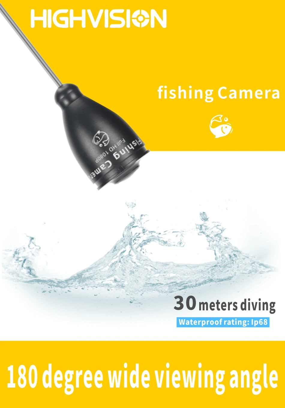 

AHD HD camera 2 megapixel fish finder underwater fishing camera LED night vision 180 degree fishing camera