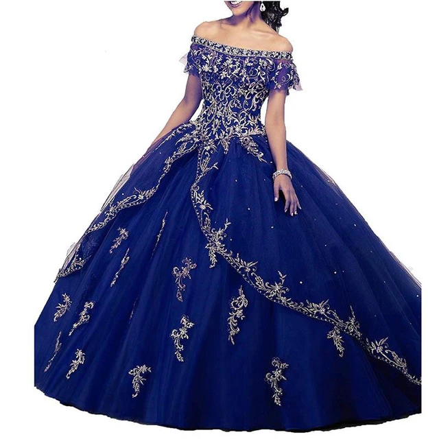 

Off the Shoulder Sweet Girls 15 Ball Gowns Quinceanera Dresses Elegant Princess Long Tulle Appliques Beading Prom Party Dresses