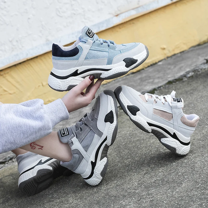 Женские кроссовки на толстой подошве синие повседневные массивной новинка