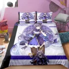 Комплект постельного белья Game Genshin Impact keqing 3d, пододеяльник, одеяло, постельное белье, двуспальный, Королевский, одноразмерный, Прямая поставка