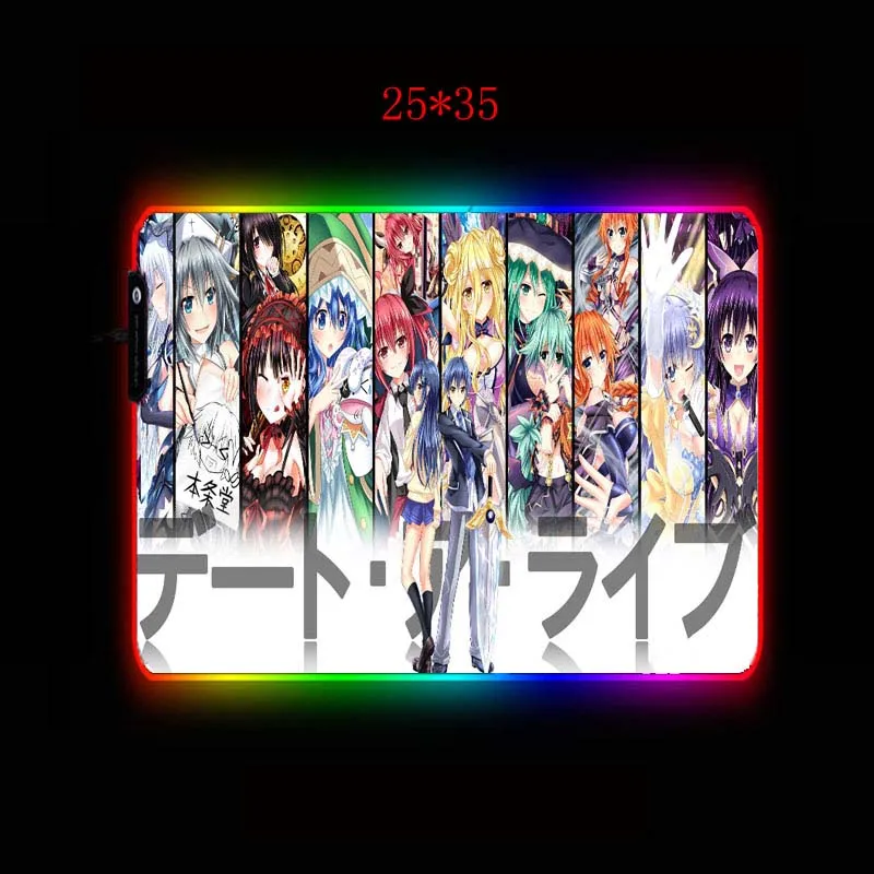 Большой коврик для мыши XGZ в стиле аниме девочек с RGB светодиодный 7 цветов USB