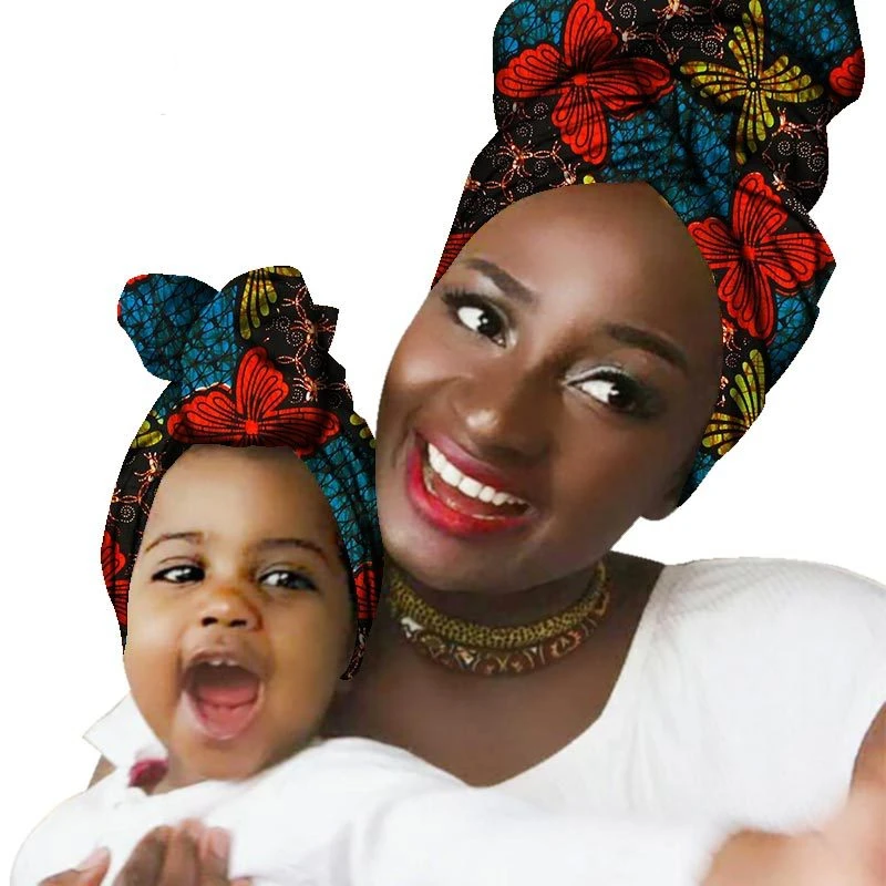Комплект из 2 предметов для родителей и детей Африканский головной убор женщин