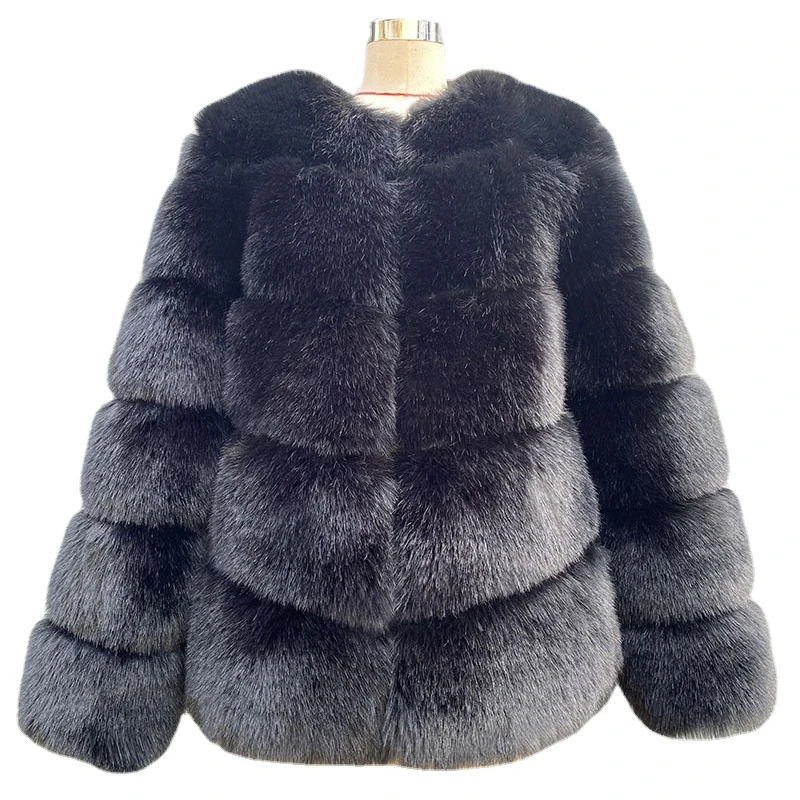 New winterArrival Long Furry Thick Warm Faux Fox Fur Coat Women Long Sleeve Black Brown Faux Fur Jacket Winter Outerwear