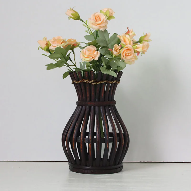 

Manual establishment bamboo and wood flower vase decoration home decoration accessories vasos Non-glass vase