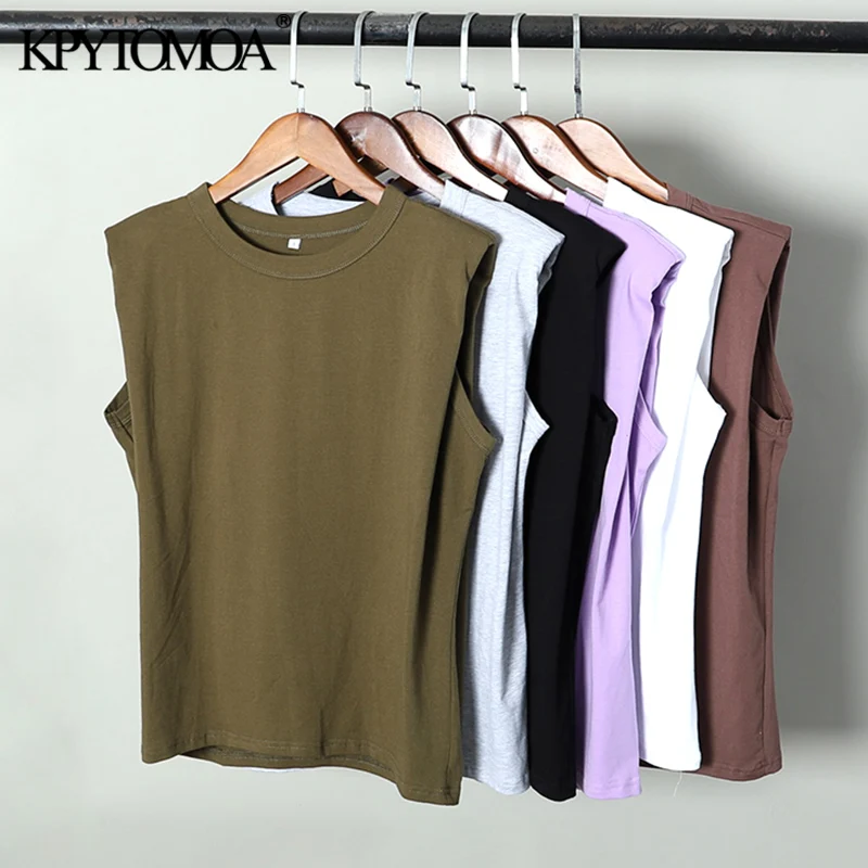 

KPYTOMOA Women Fashion Tank Top O Neck Sleeveless Loose Ruched Streetwear Vest For Female Casual Clothing 2021 Chic Tops