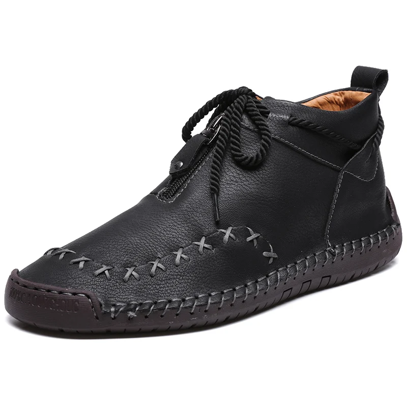 Мужские кожаные ботинки ручной работы, серые удобные ботильоны на шнуровке, теплая Уличная обувь в стиле ретро, размеры 39-48, для зимы, 2019 от AliExpress WW