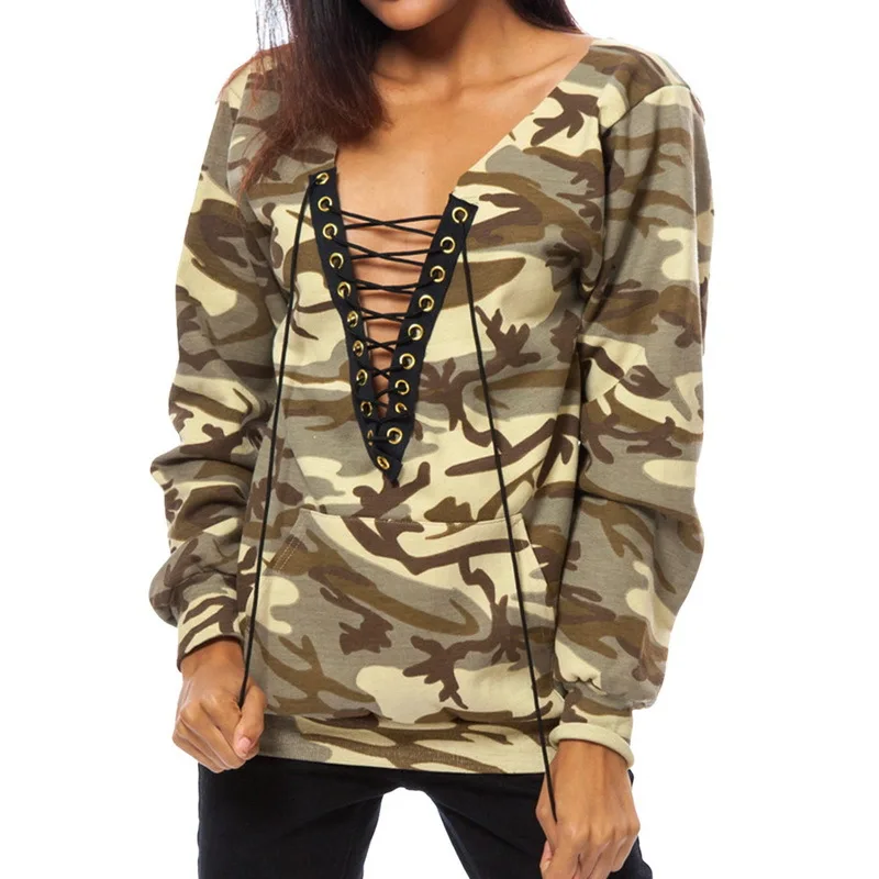 

2021 Spring Autumn New Hoodies Camouflage Printing Casual Wear Sweatshirt Long Sleeve Pullover For Female