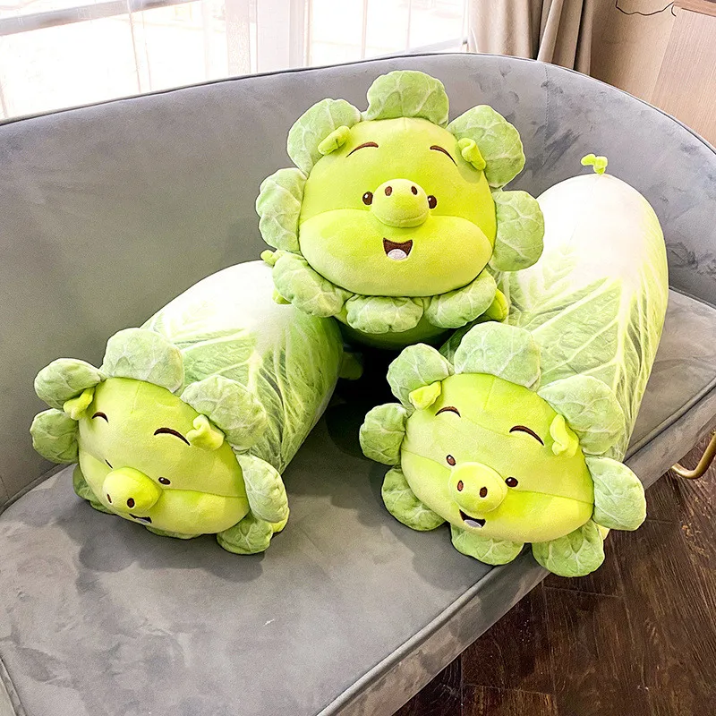 

80-120CM Kawaii Chinese Cabbage Pig Plush Toys Stuffed Soft Cartoon Vegetable Pig Plants Doll Sleep Long Pillow For Kids Gift