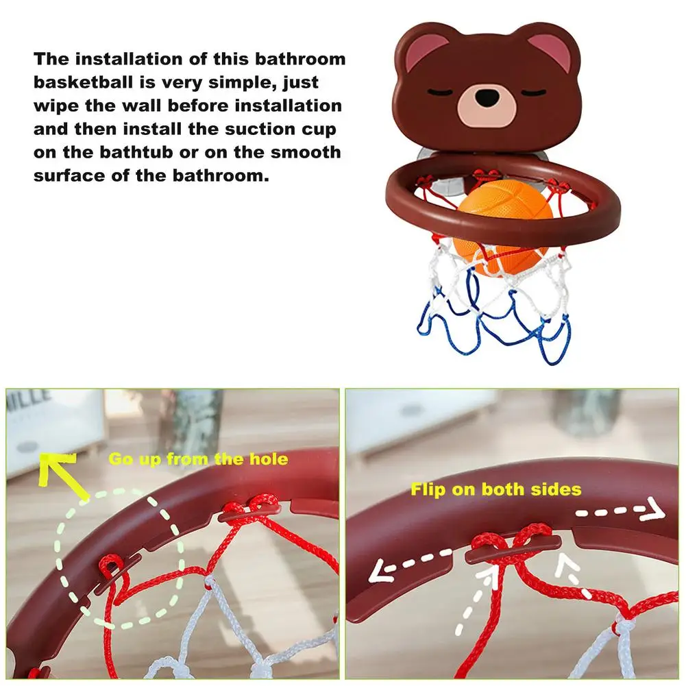 Suction Cup Shooting Basketball Hoop Baby Bath Toys Bathroom Shower Cartoon Animal Toy Kid Play Water Game Toy For Children