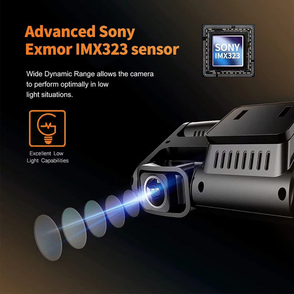 $70.20 DVR Dashboard with Rear View Camera 1080 Full HD Built-in GPS Wifi Video Recorder ADAS Auto Dash Cam Night Vision 24H Parking